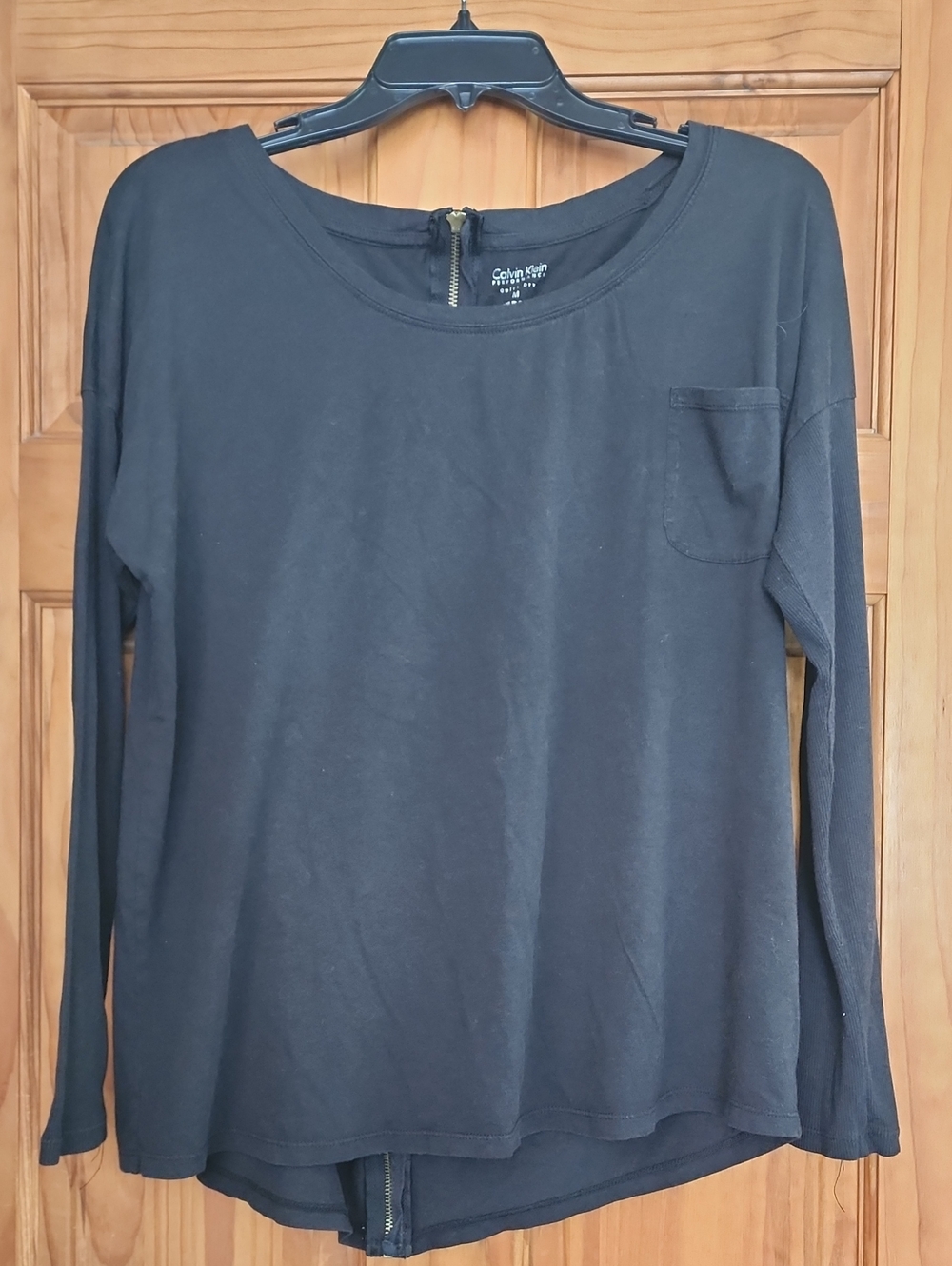 Womens, Calvin Klein Black Long Sleeve Scoop Neck Tee Shirt Sz M